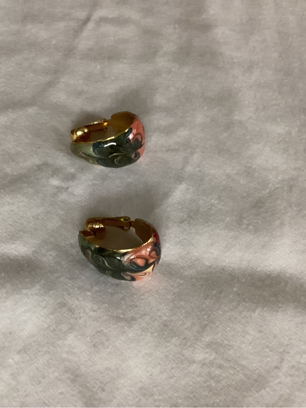 Gold Floral Enamel Hoop Earrings